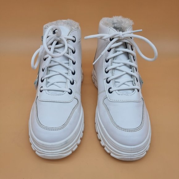 Woman's casual high top boots winter plush warm lace-up - Picture 1 of 7